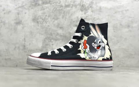 匡威兔八哥联名公司级版本 Bugs Bunny x Converse 匡威ALL STAR黑色高帮帆布鞋联名款 货号：169225C