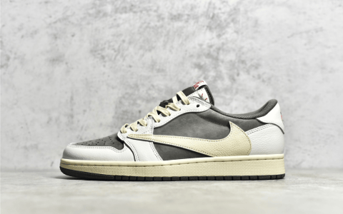 AJ1斯科特联名白棕色 Air Jordan 1 x Travis Scott AJ1倒钩白棕色顶级版本 货号：DM7866-162